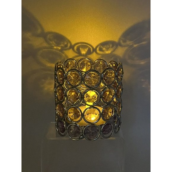 Avon Sparkle Birthstone Colored Votive Tea Light Holder Pink June NOS - Picture 6 of 7